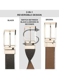 Teakwood Leathers Men Textured Leather Reversible Formal Belt