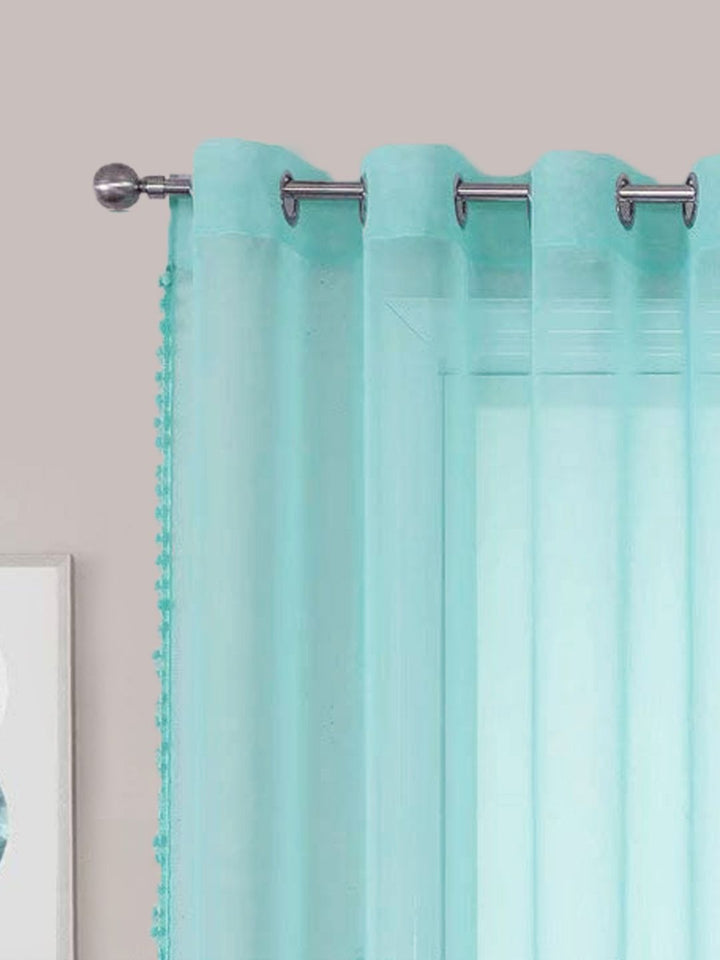 URBAN SPACE Turquoise Blue Set of 2 Sheer Window Curtain