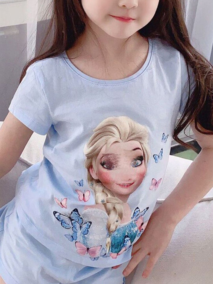 YK Girls Printed T-shirt with Shorts