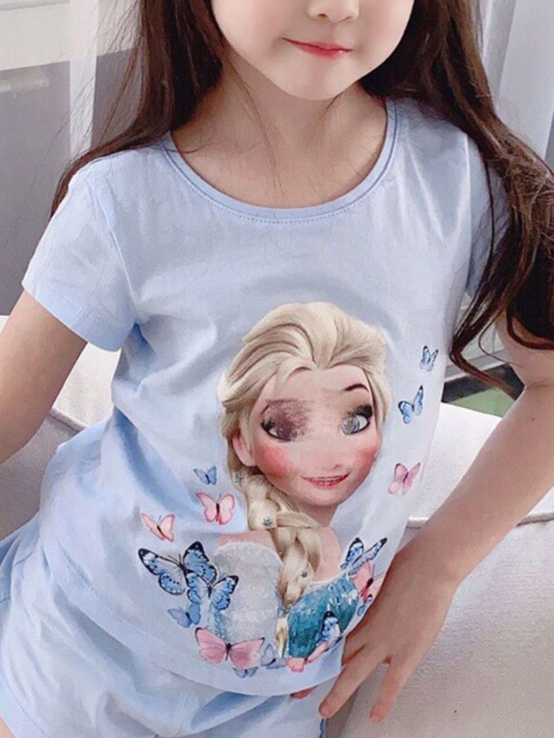 YK Girls Printed T-shirt with Shorts