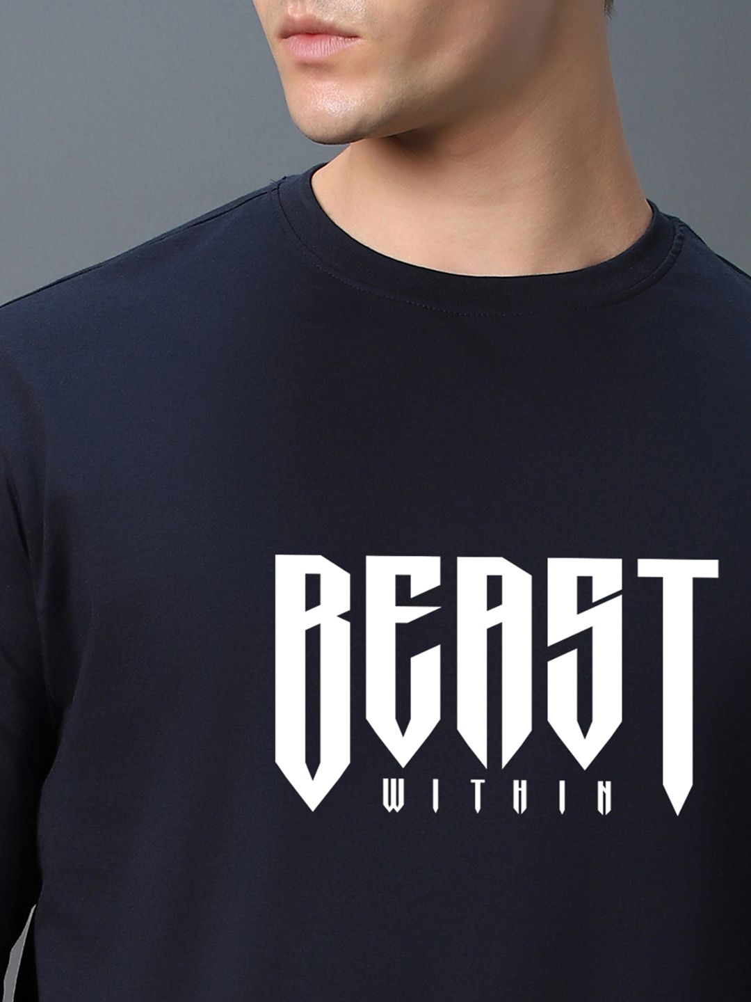 Bewakoof Men Typography Printed Round Neck Cotton Oversized T-shirt