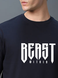 Bewakoof Men Typography Printed Round Neck Cotton Oversized T-shirt