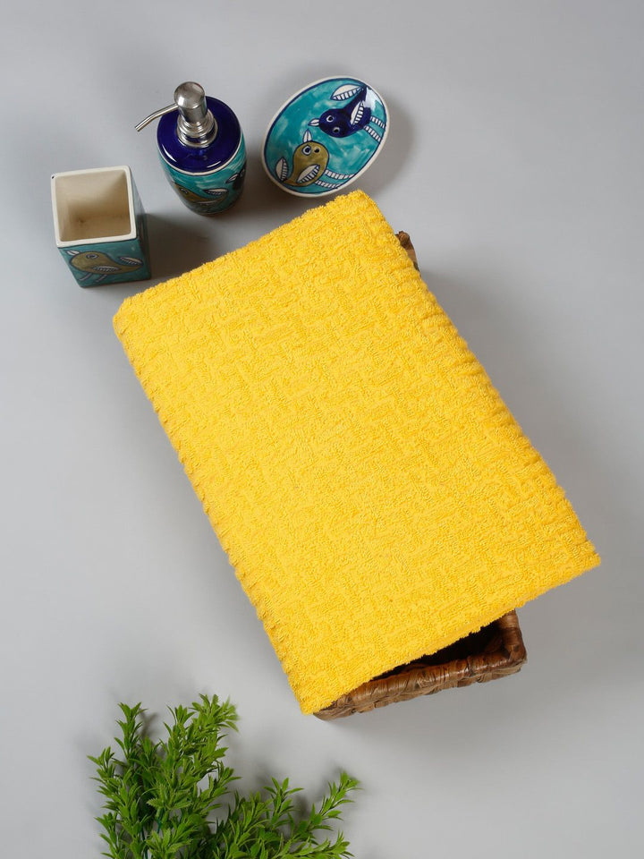 Cortina Yellow & Maroon 2 Pieces Cotton Anti-Bacterial 480 GSM Reversible Bath Towels