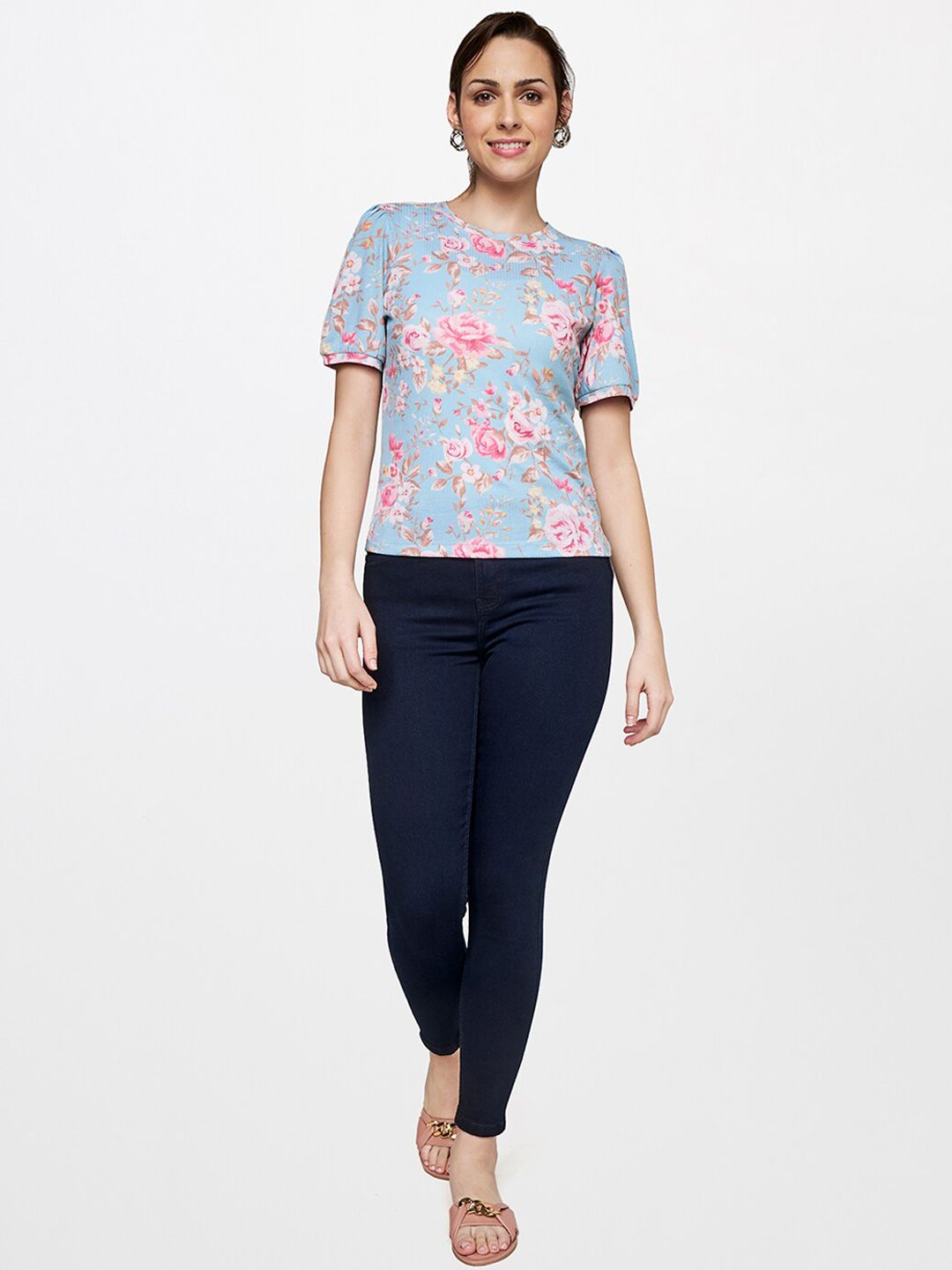AND Women Blue Skinny Fit Trousers