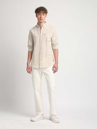 THE BEAR HOUSE Slim Fit Button Down Collar Chest Pocket Casual Shirt