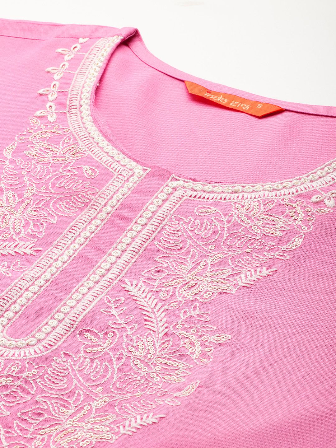 Indo Era Women Floral Embroidered Thread Work Kurta