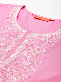 Indo Era Women Floral Embroidered Thread Work Kurta