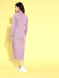 STREET 9 Lavender Printed Acrylic Jumper Midi Dress