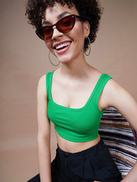 SASSAFRAS BASICS Square Neck Ribbed Cropped Tank Top