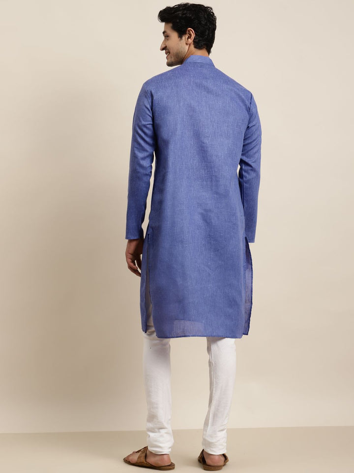 Anug by SOJANYA Men Blue Dobby Kurta