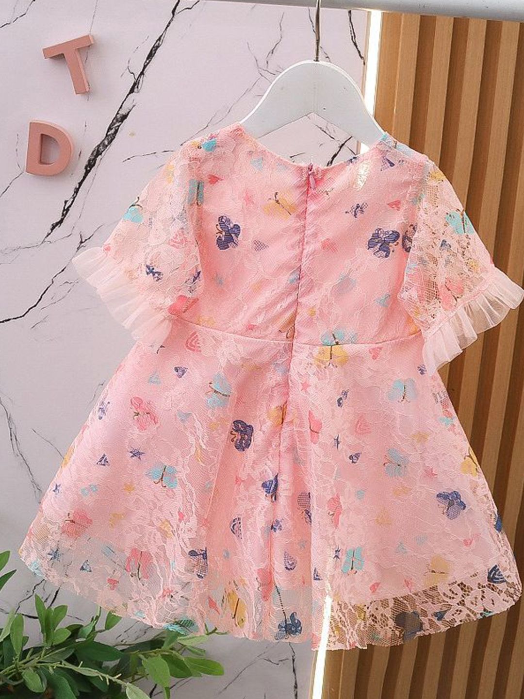 YK Girls Conversational Self Design Cotton Fit & Flare Knee Length Dress