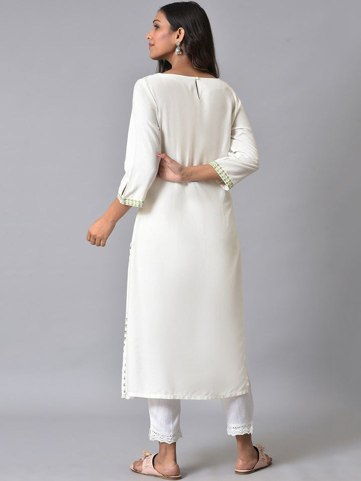 W Paneled Floral Printed Straight Kurta with Trousers