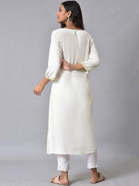 W Paneled Floral Printed Straight Kurta with Trousers