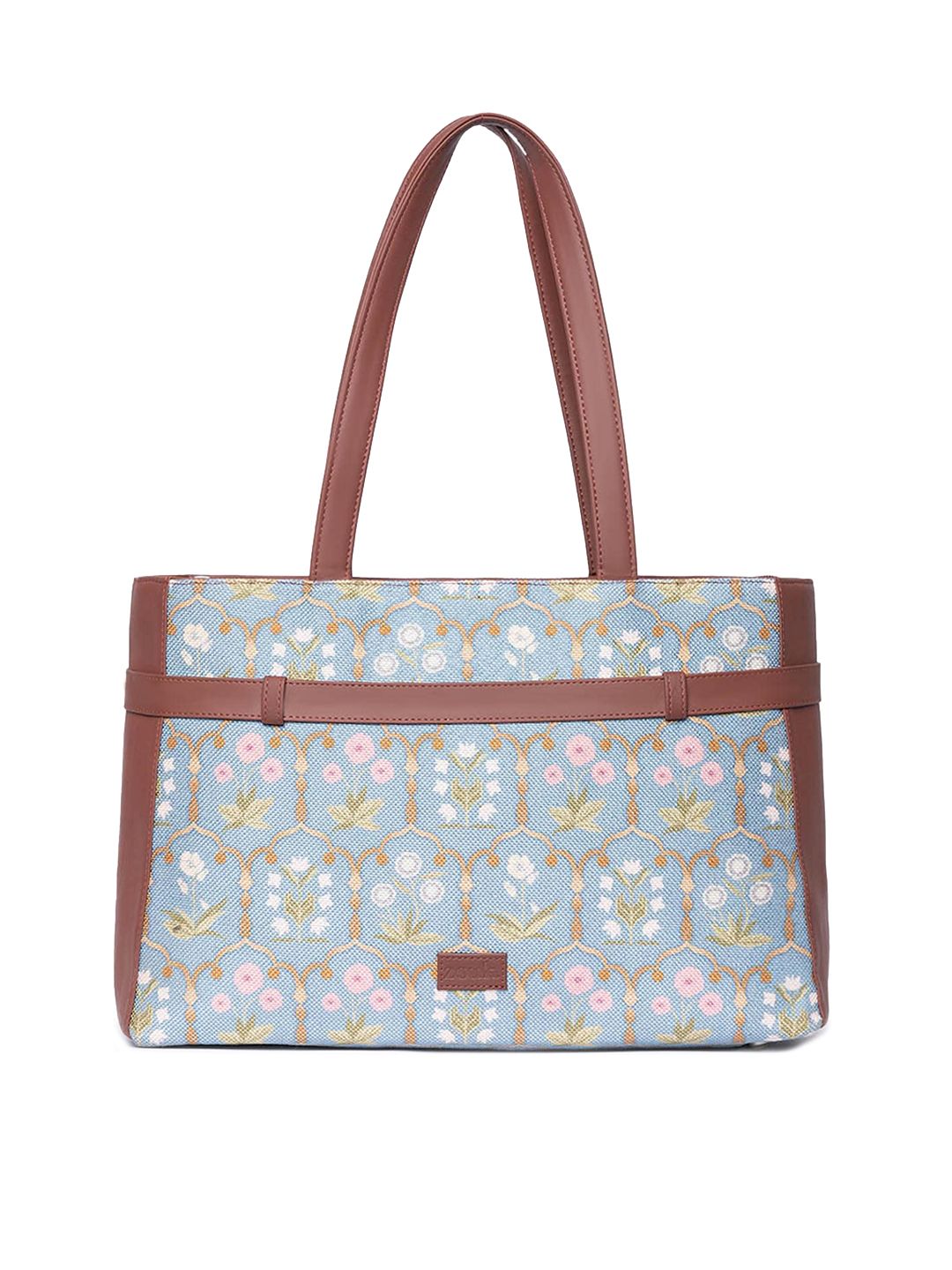 ZOUK Printed Structured Jute Laptop Shoulder Bag