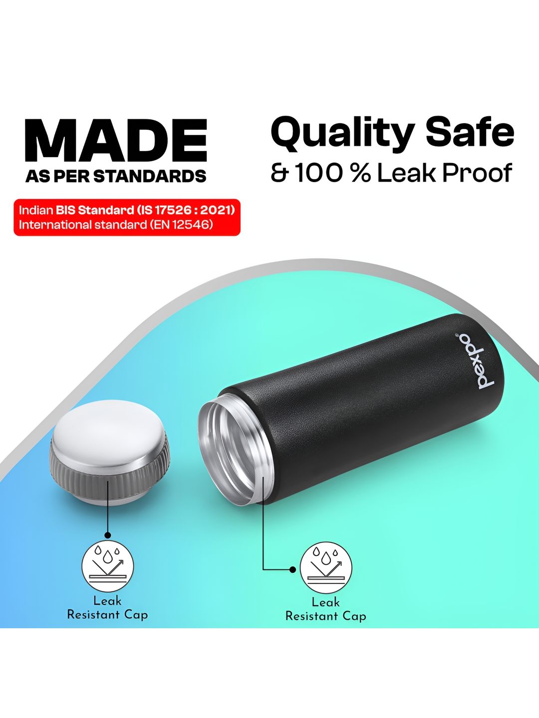 Pexpo Black CRYPTO-ISI Certified Thermosteel Hot and Cold flask Insulated tumbler 430ml