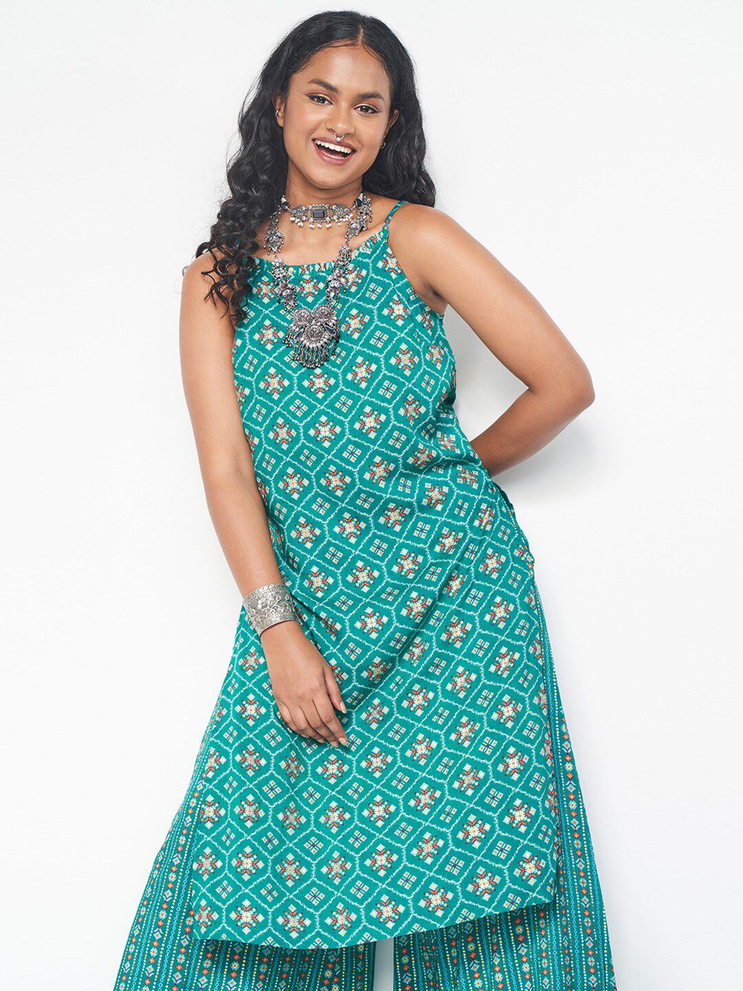 Global Desi Floral Printed Regular Kurta with Palazzos