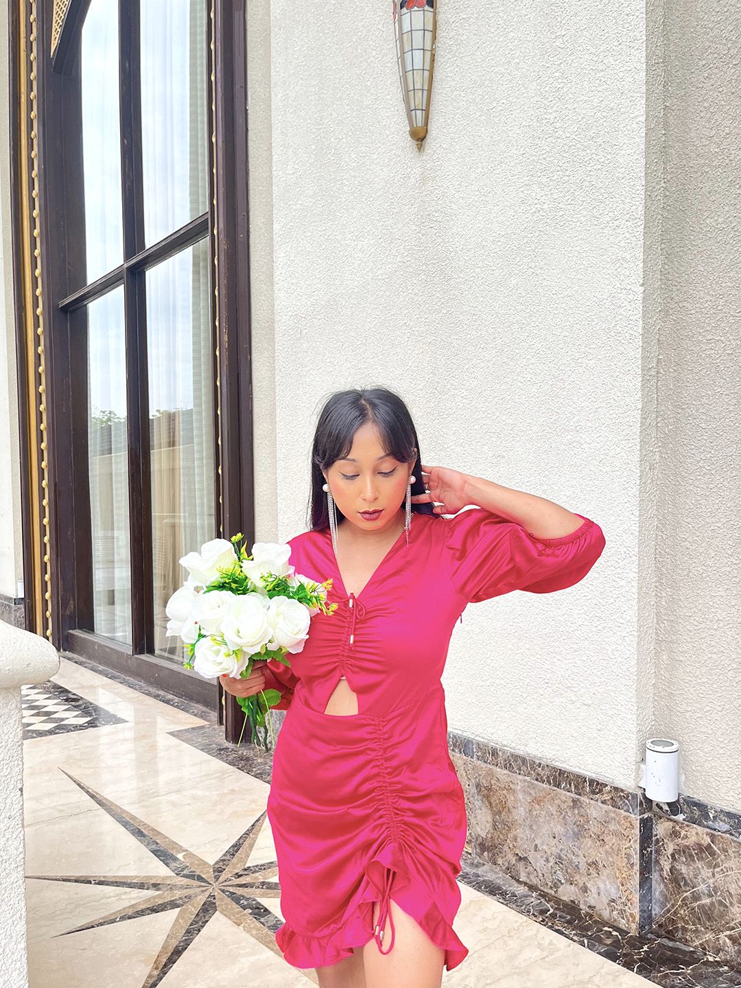 STREET 9 Fuchsia Satin A-Line Mini Dress