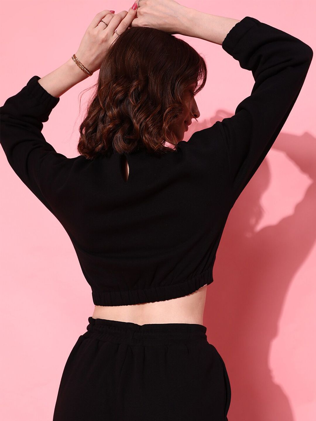 STREET 9 Women Elegant Black Solid Sweatshirt