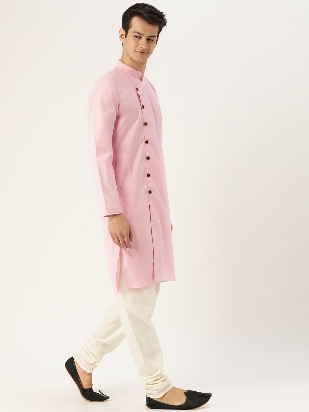 SOJANYA Men Pink Solid Straight Kurta