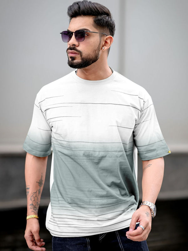 Maniac Men Abstract Printed Neck Cotton Oversized Tshirt