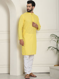 SOJANYA Geometric Embroidered Thread Work Pure Cotton Straight Kurta With Churidar