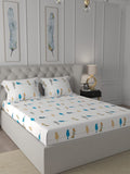 URBAN SPACE Blue 144 TC Cotton King Bedsheet with 2 Pillow Covers