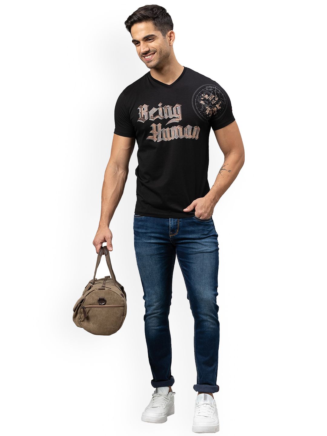 Being Human Men Slim Fit Mid-Rise Shade Light Fade Clean Look Jeans