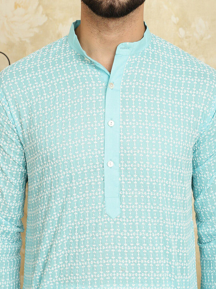 SOJANYA Floral Embroidered Pure Cotton Kurta with Churidar
