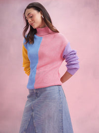 DressBerry Colourblocked Turtle Neck Pullover