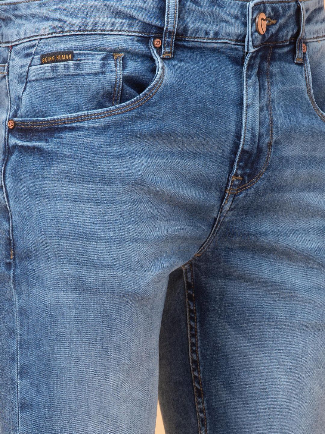 Being Human Men Slim Fit Mid-Rise Heavy Fade Stretchable Jeans