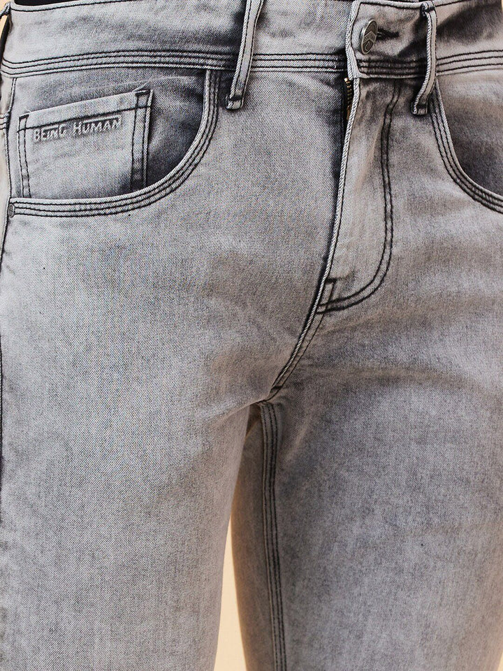 Being Human Men Slim Fit Heavy Fade Clean Look Stretchable Jeans