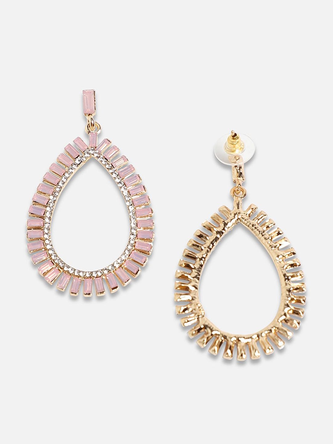 SOHI Gold-Plated Teardrop Shaped Drop Earrings