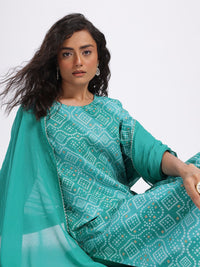 Anouk Bandhani Printed Pure Cotton Kurta with Trousers & Dupatta