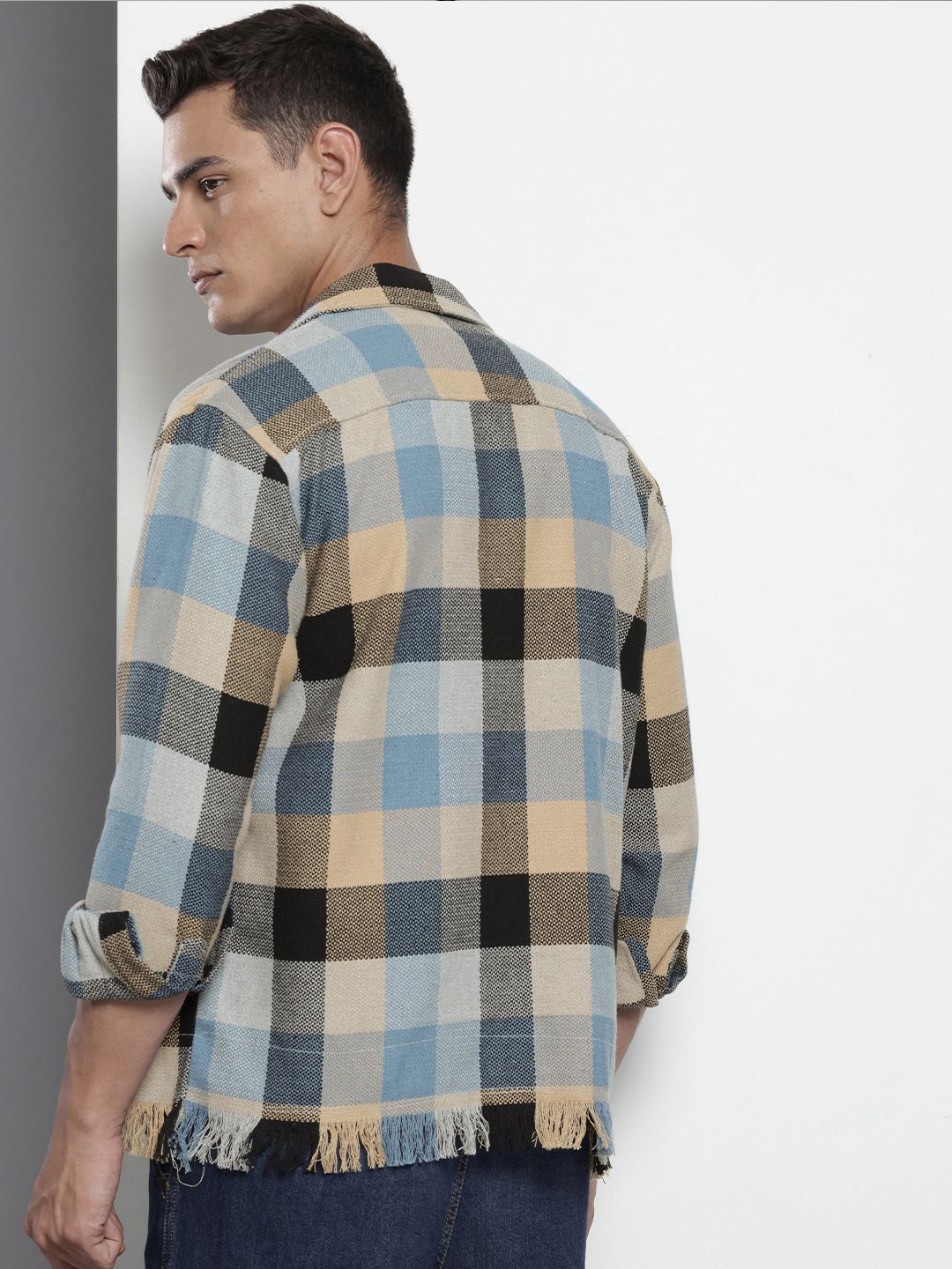 The Indian Garage Co Pure Cotton Checked & Textured Relaxed Fit Casual Shirt