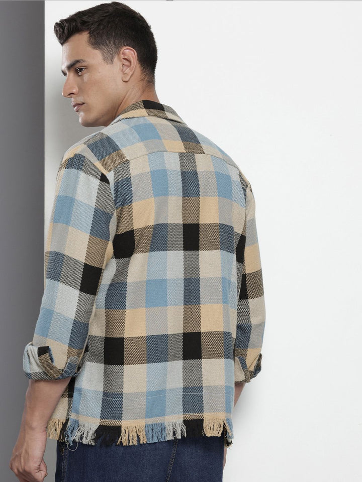 The Indian Garage Co Pure Cotton Checked & Textured Relaxed Fit Casual Shirt