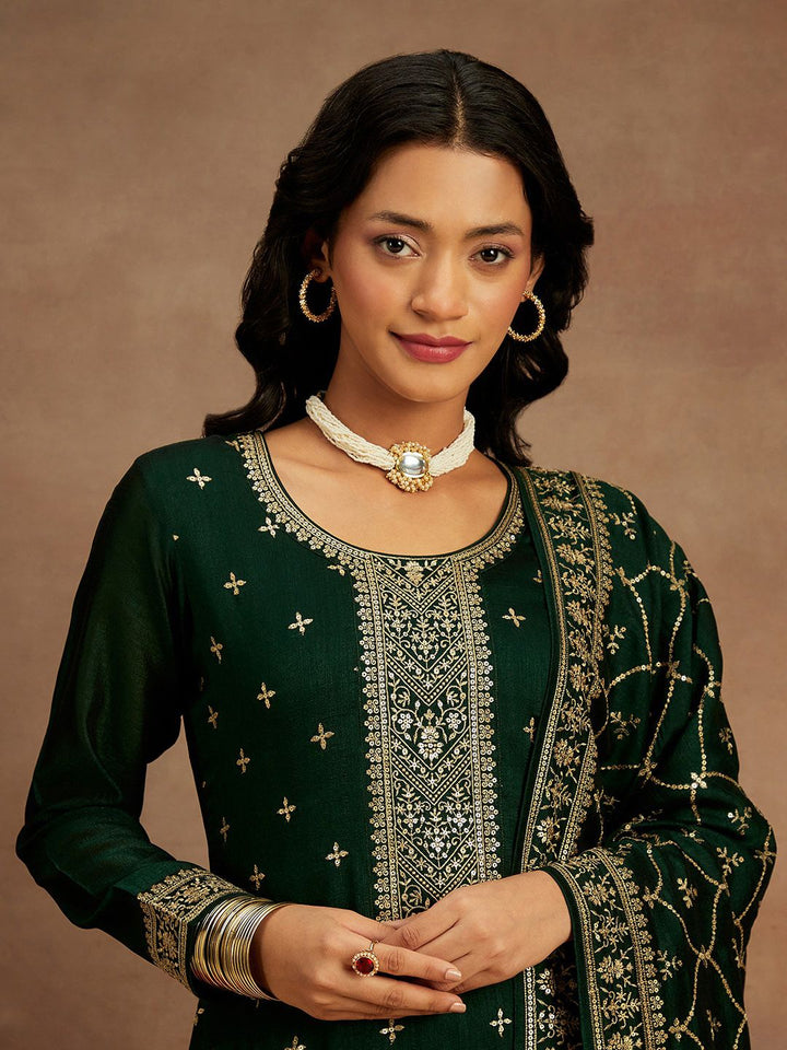 Libas Ethnic Motifs Embroidered Regular Kurta With Trousers & Dupatta