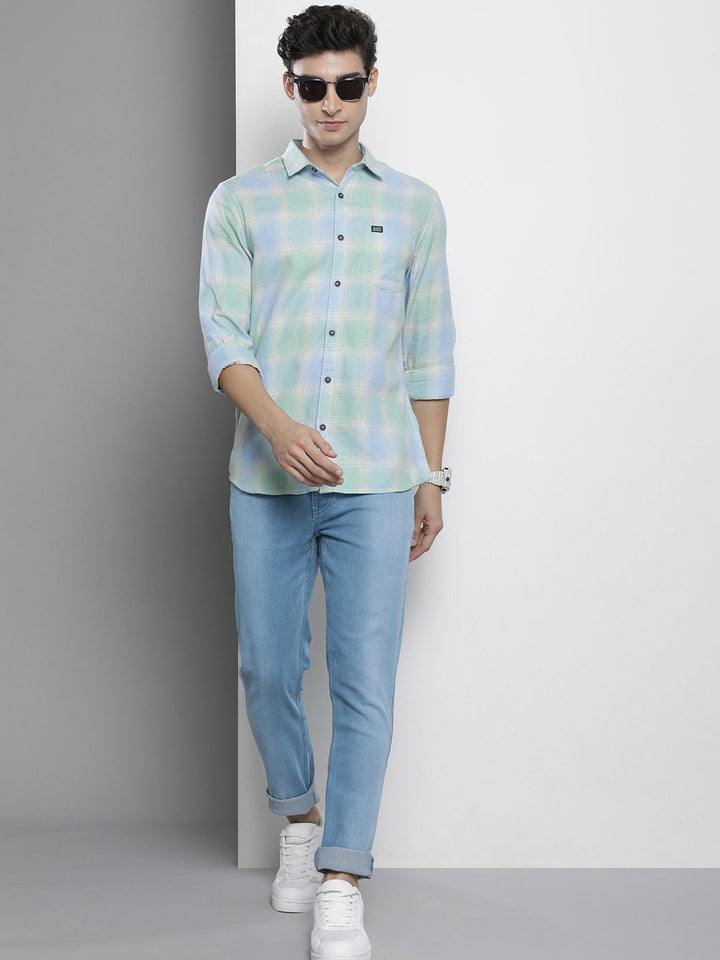 The Indian Garage Co Men Blue Light Fade Cropped Stretchable Jeans