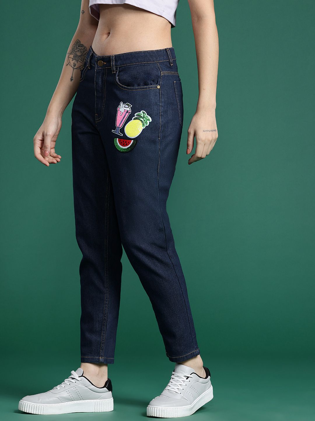 DressBerry Women Embellished Mom Fit Jeans