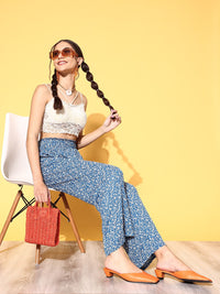Berrylush Women Blue Floral Vacay Attire