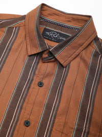 VASTRADO Men Classic Fit Spread Collar Vertical Striped Cotton Casual Shirt