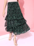 STREET 9 Women Green Printed Maxi Flared Skirt