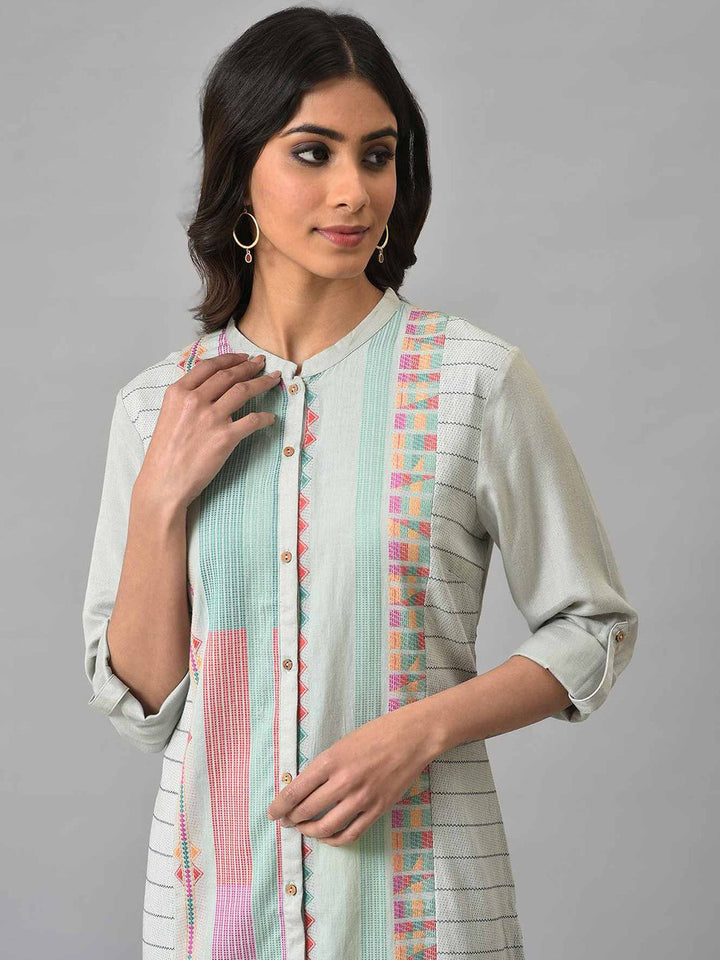 W Women Geometric Striped Indie Prints Kurta
