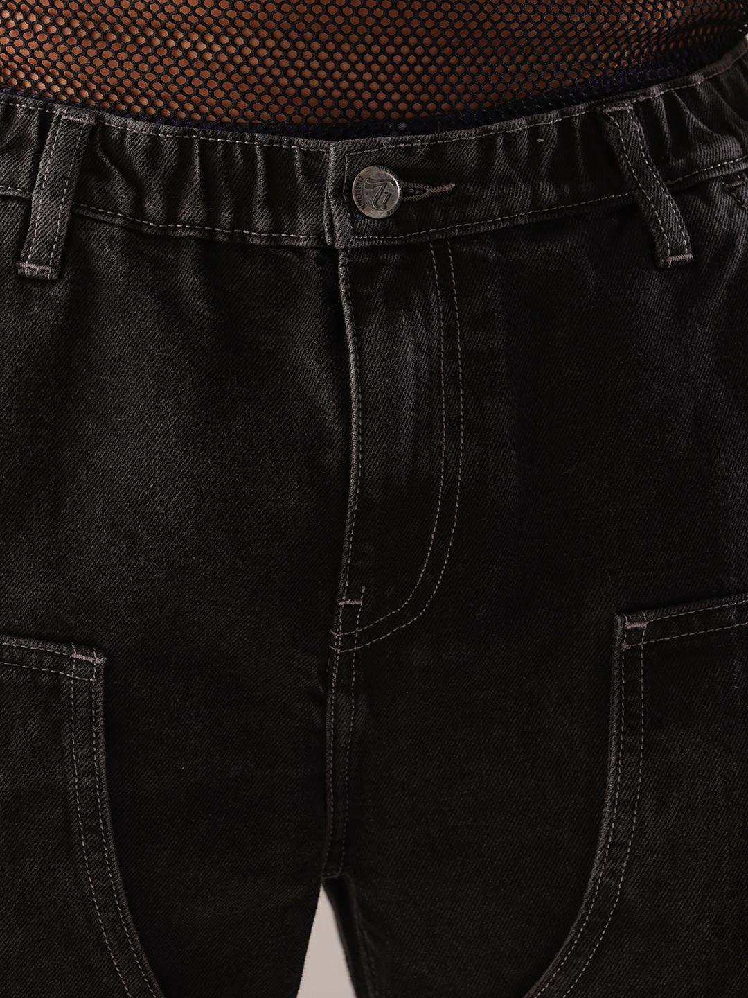 The Indian Garage Co Men Mid-Rise Loose Baggy Fit Elasticated Wasit Cargo Jeans
