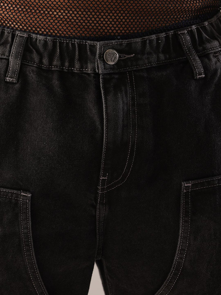 The Indian Garage Co Men Mid-Rise Loose Baggy Fit Elasticated Wasit Cargo Jeans
