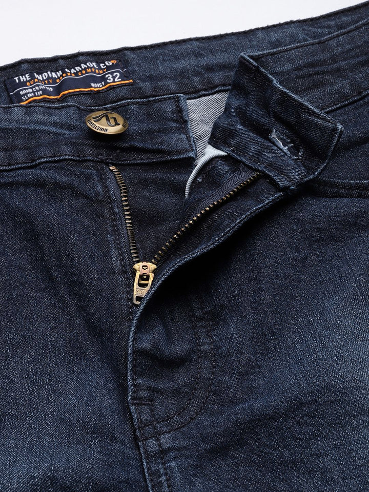 The Indian Garage Co Men Blue Slim Fit Denim Shorts