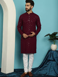 SOJANYA Kolar Mandarin Sulam Geometrik Kurta Kapas Tulen Berlabuci dengan Churidar