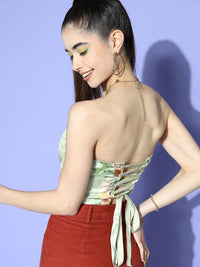 Berrylush Women Floral Printed Strapless Fitted Crop Top