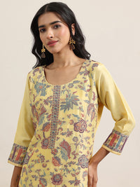 Libas Floral Woven Design Round Neck Regular Straight Kurta With Trousers & Dupatta