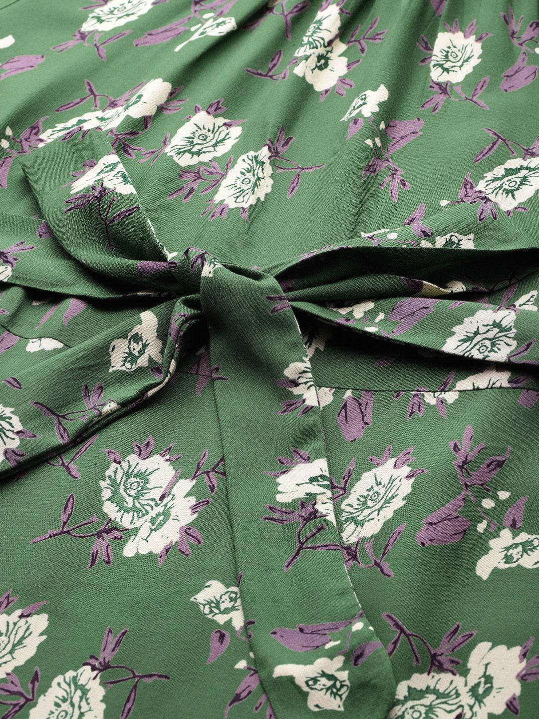 all about you Floral Print Puff Sleeves A-Line Dress with Belt
