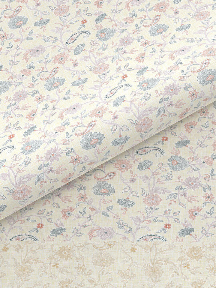 TRIDENT Kantha Peach Sanskriti Flat 144TC King Cotton Bedsheet Set